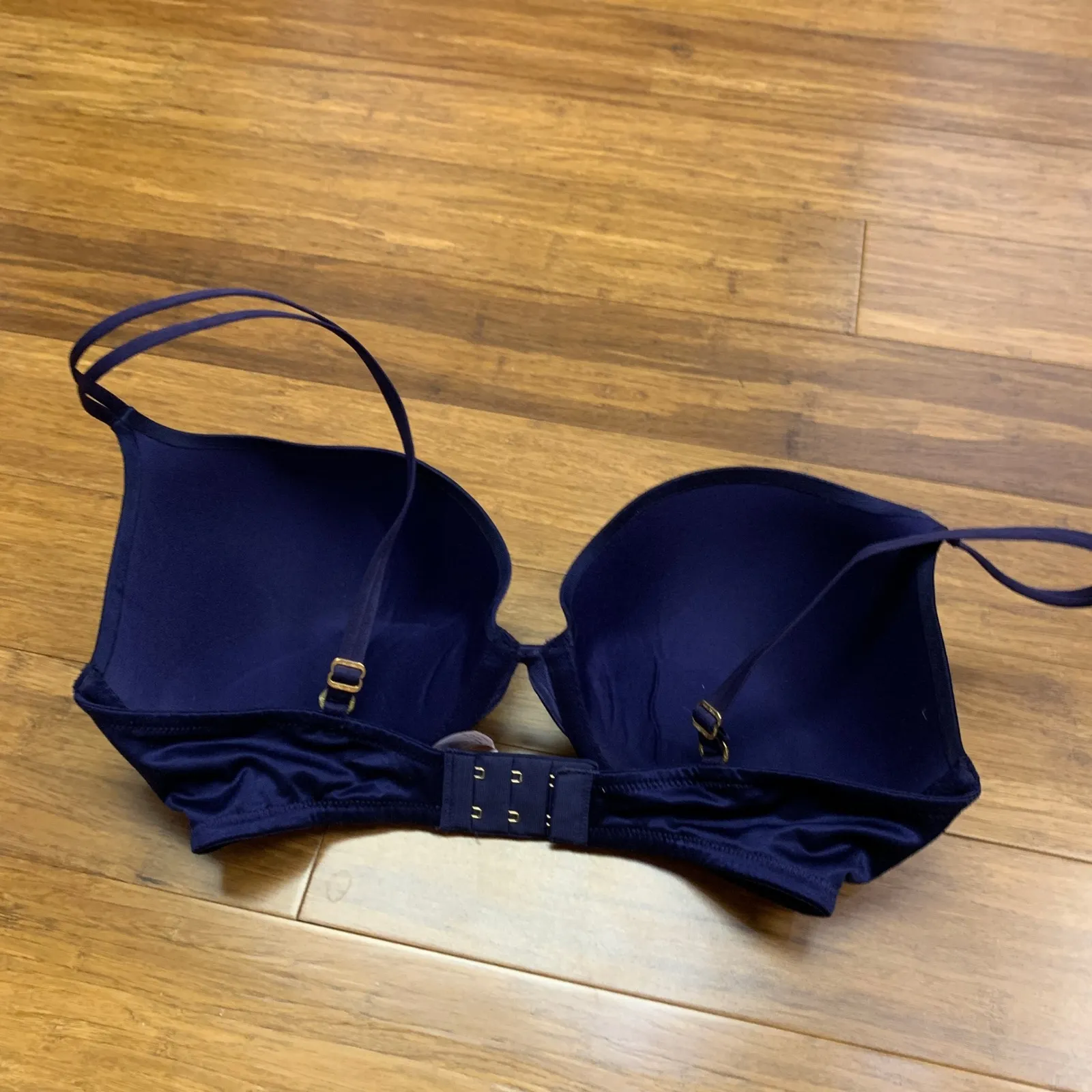 Victoria's Secret Very Sexy Push Up Bra Navy Blue Size 34DD Satin Y2K Underwire - Image 2