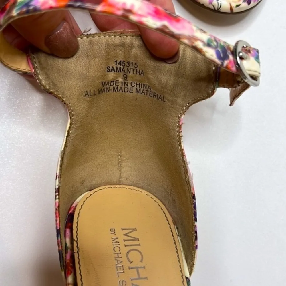 Michael Kors Floral Patent Leather Ankle Strap Heels - Image 5