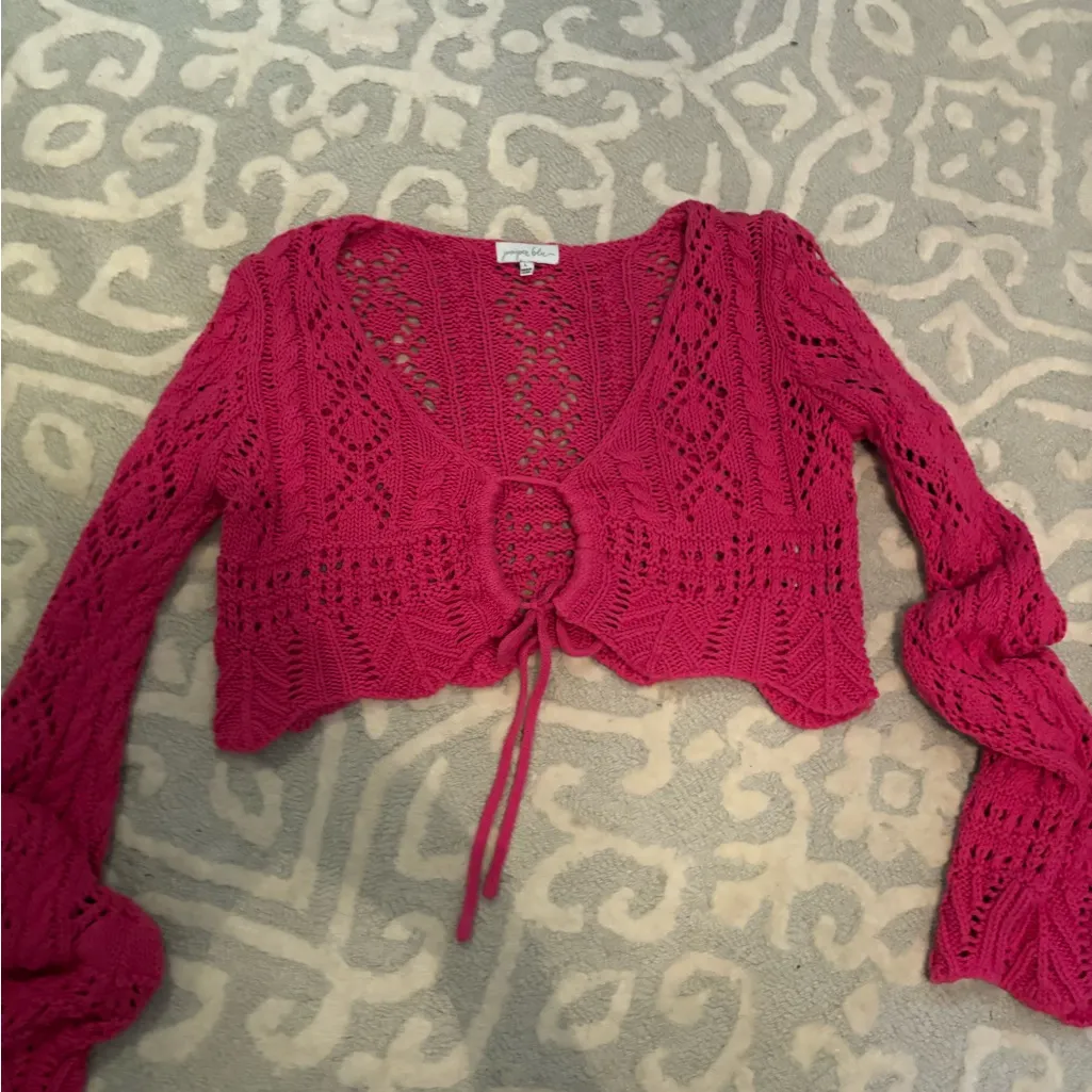 South Moon Under Pink Crochet Blouse - Image 2