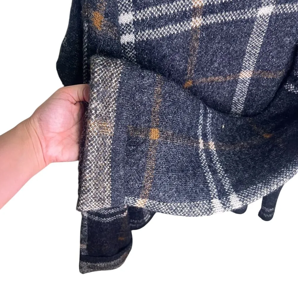 Vero Moda Black Plaid Brynlee Long Sleeve Funnelneck Blouse Sweater Medium Wool - Image 5