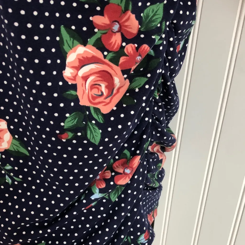 Mom & Co. Floral Navy Long Sleeve Maternity Top Blue Size undefined - Image 3