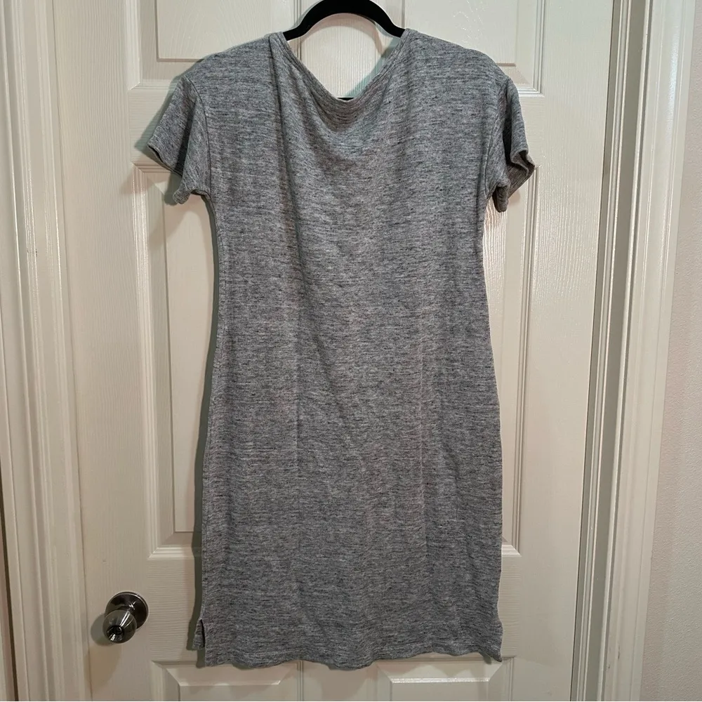Women’s Eileen Fisher Short Sleeve T-shirt Dress Linen Blend Light Gray Size XS - Image 4