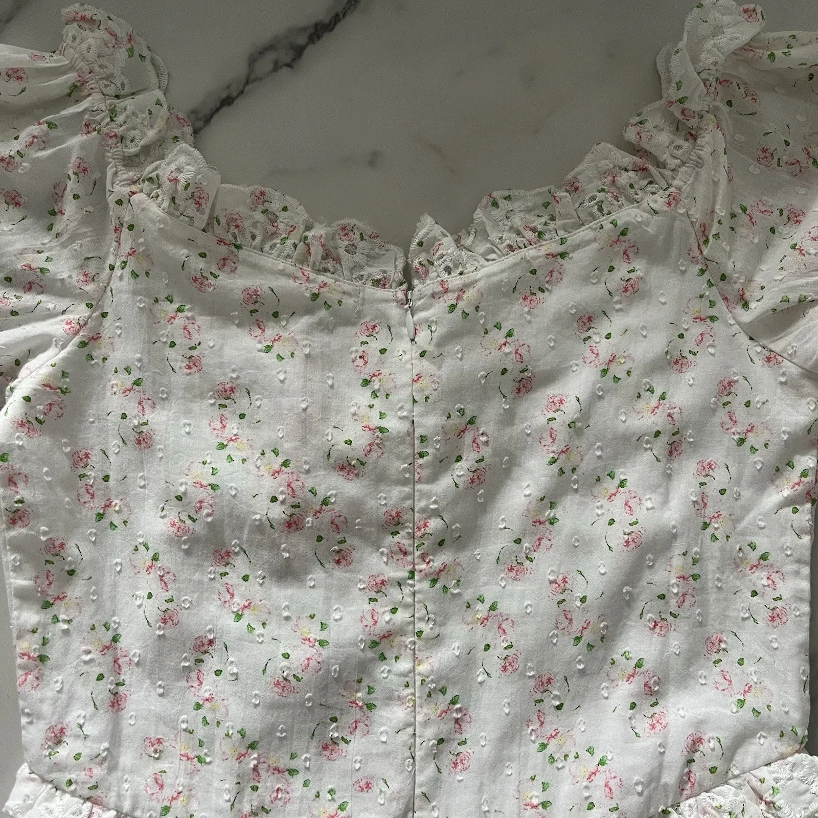 Amy JaneLondon Madelaine Mini dress Soft romantic ruffle praire cottage core S White - Image 9