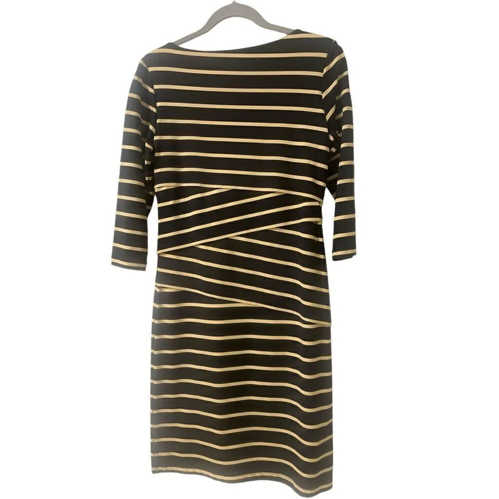 J. McLaughlin Catalina cloth striped dress black & tan sz Small - Image 2
