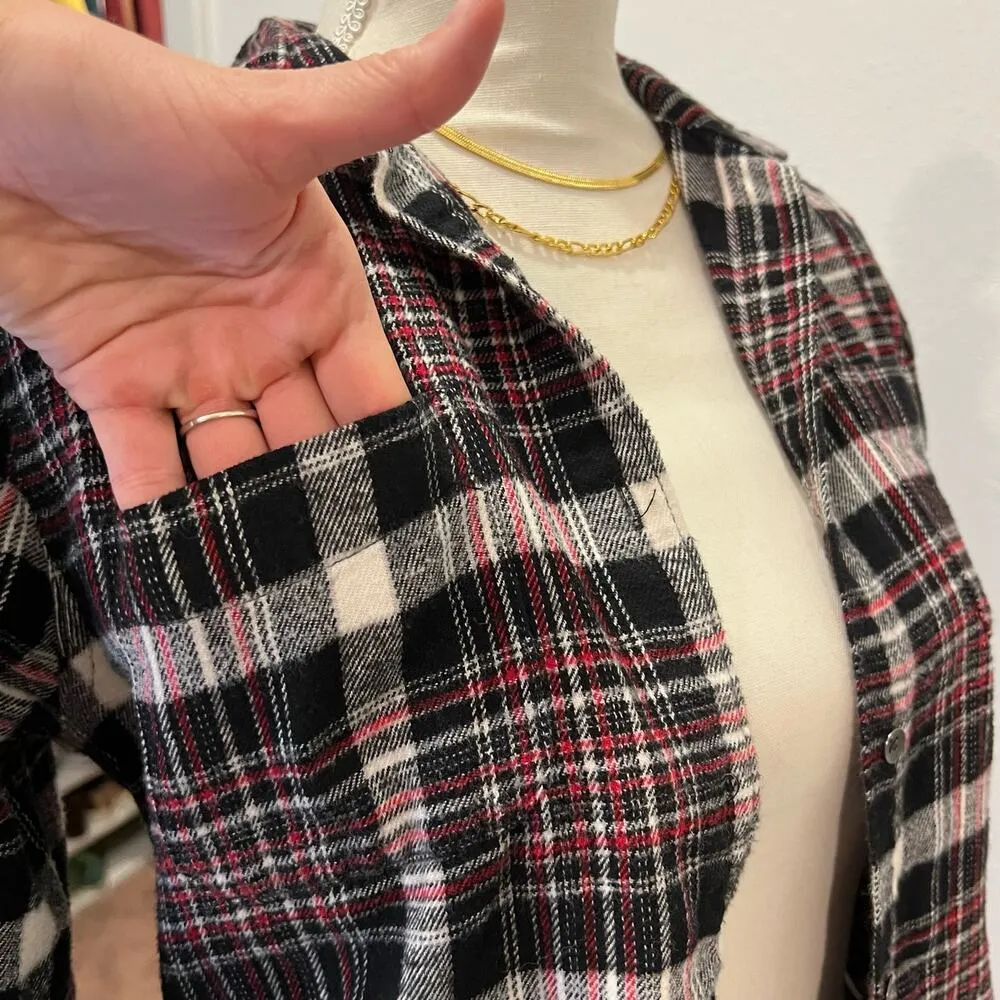 Woolrich Black & Red Cotton Checkered Plaid Print Button Front Long Sleeve Shirt - Image 6