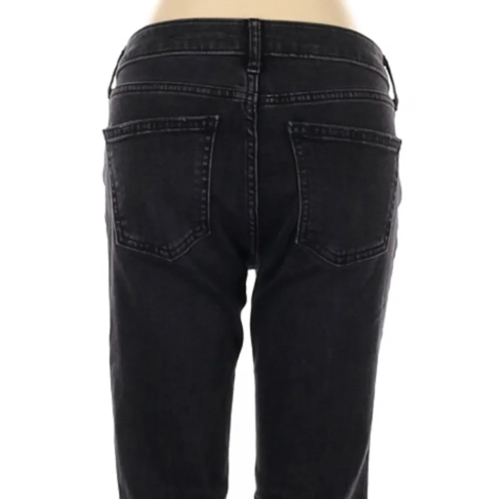 Zara Black Faded Straight Leg Mid Rise Jeans w/ Lace up Hem Size 4 NEW - Image 6