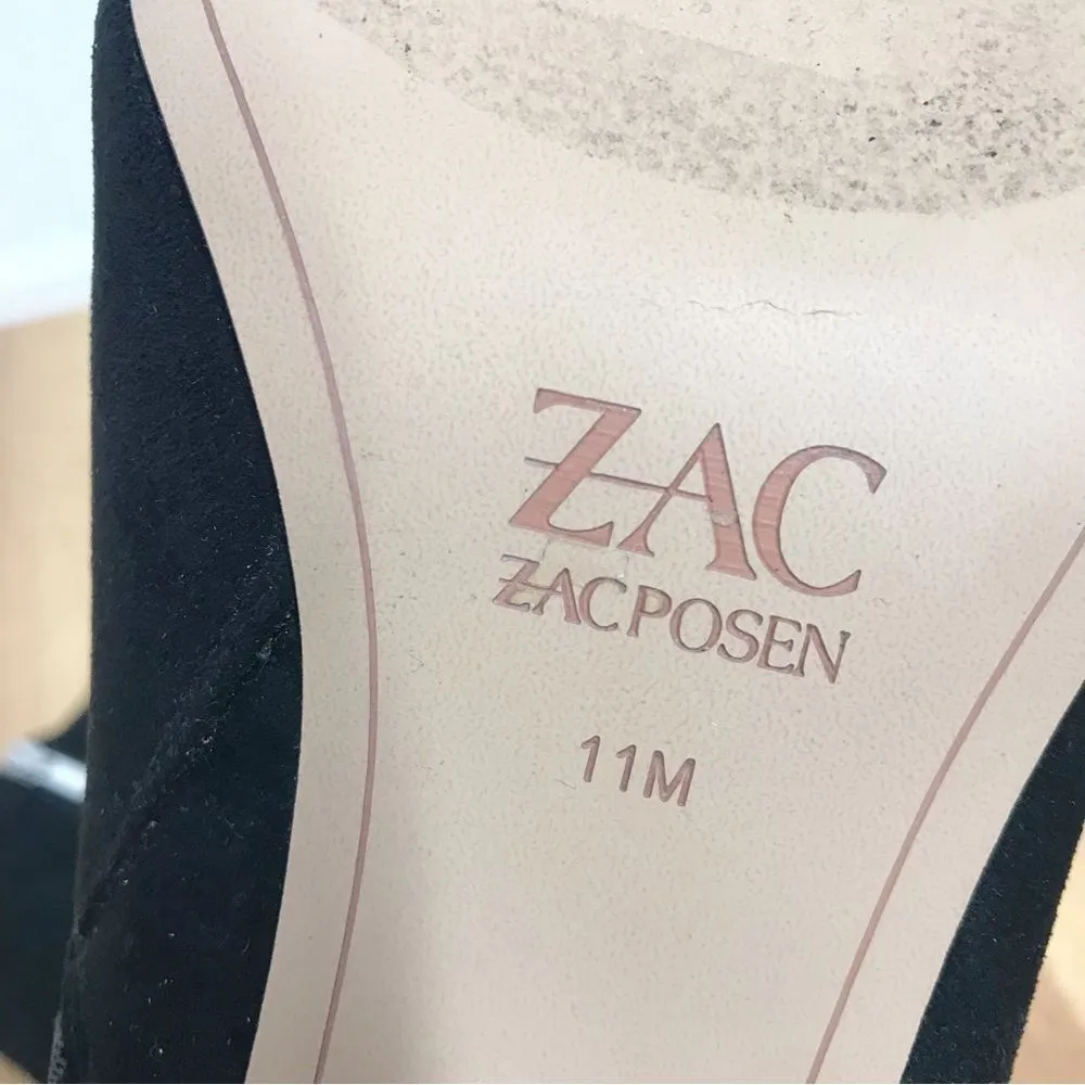 ZAC POSEN Black Ruched Suede Stiletto Midi‎ Boot Bootie Pointed Toe Size 11 Black - Image 12