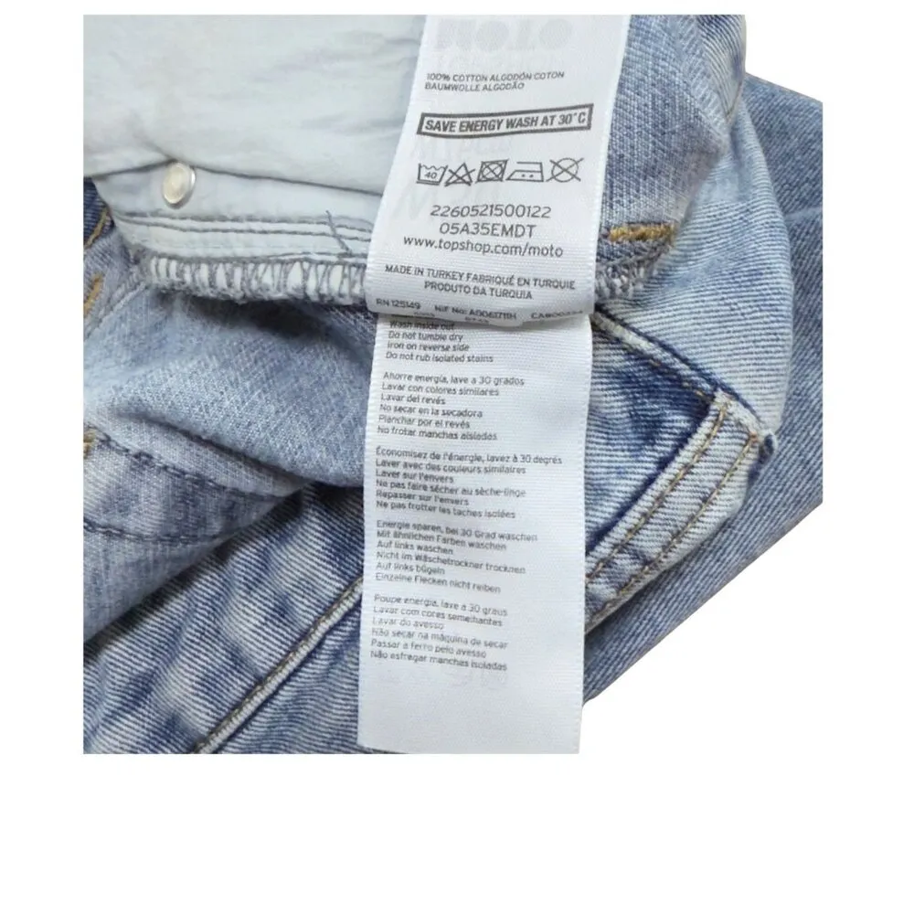 Topshop Moto Denim Shorts Size W30 Cotton Highwaisted Cutoff Jean Shorts - Image 7