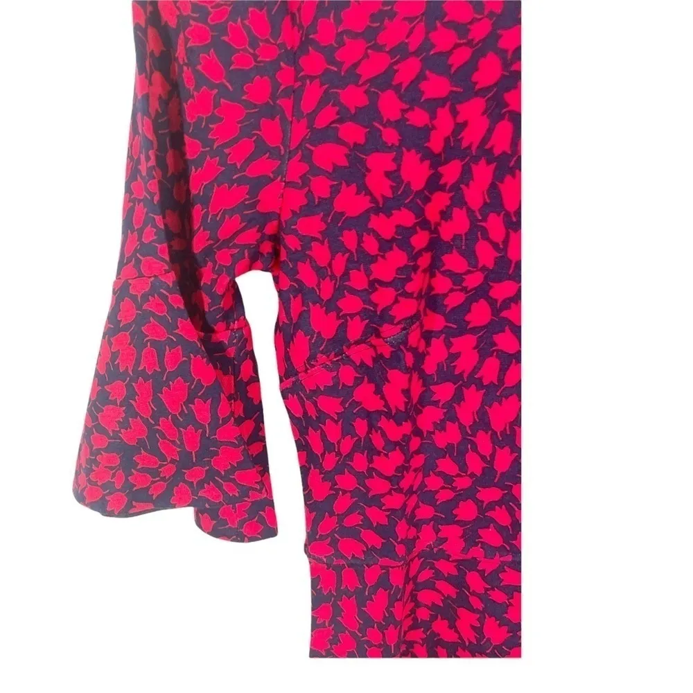Lark & Ro Red Floral Ruffle Sleeve Fit/Flare Dress Blue Size 0 - Image 4