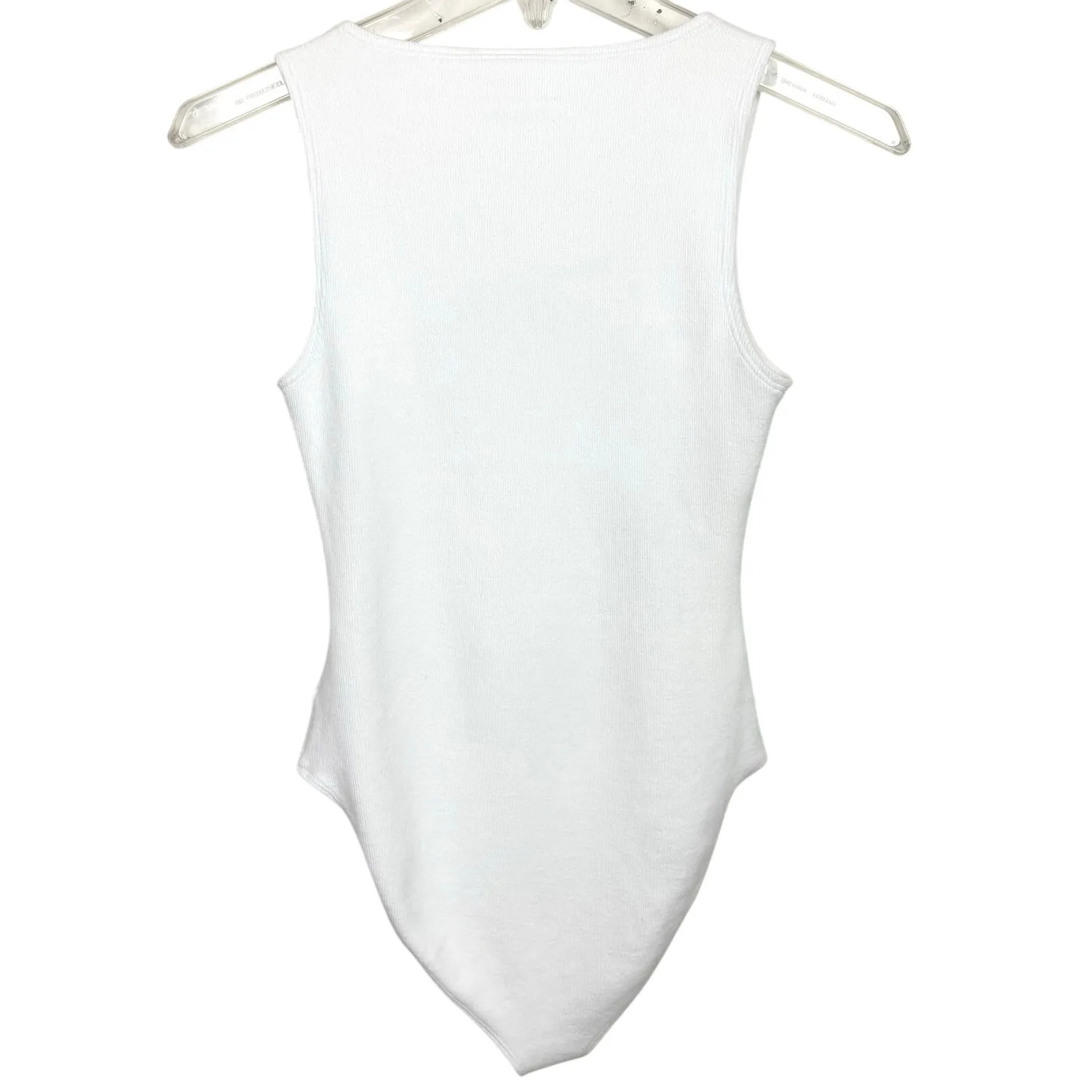 Good American Womens Micro Rib Cotton Bodysuit Scoop Neckline Tank White Size 2 - Image 2