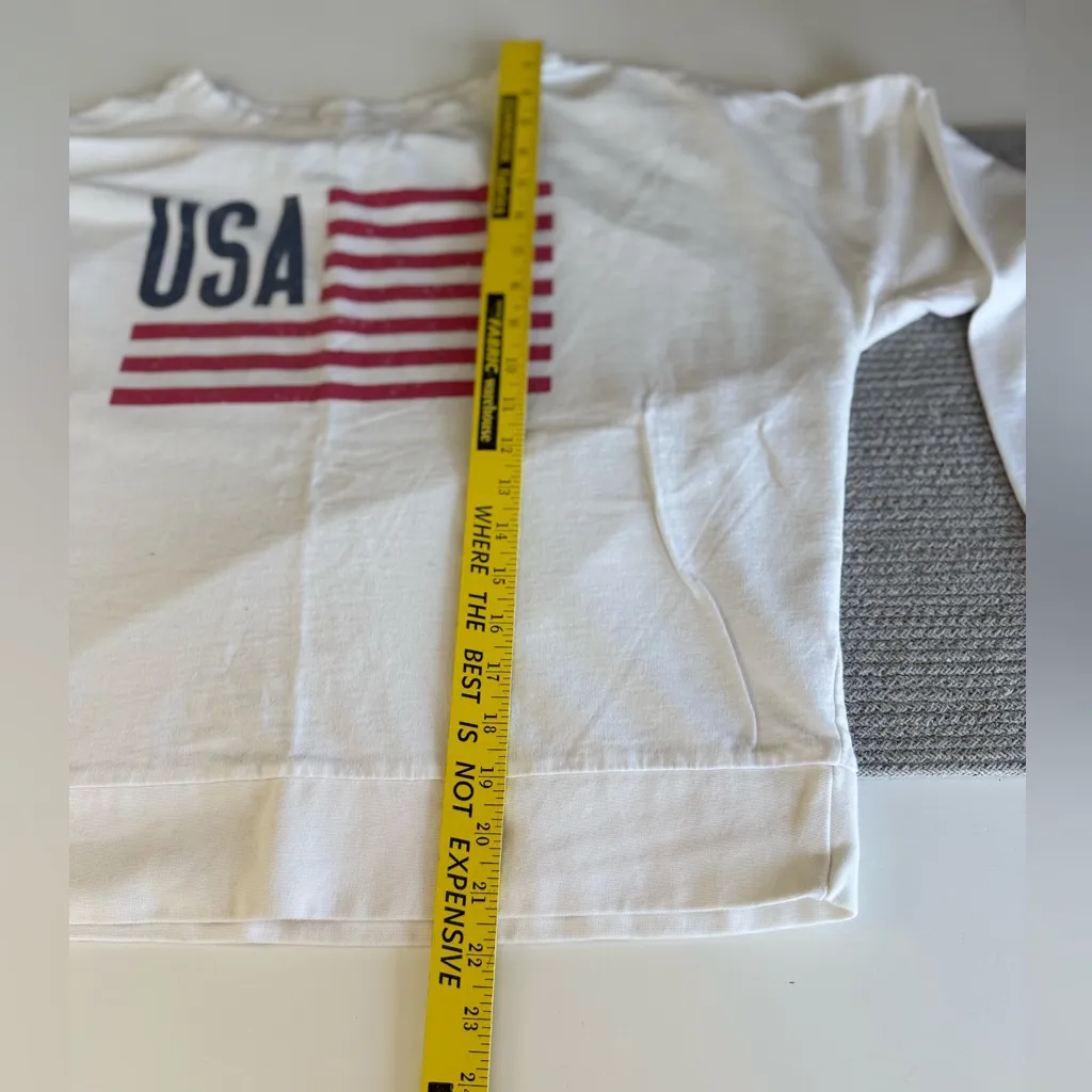 Natural Reflections Vintage 90s White Red Blue USA Flag Crewneck Sweatshirt Sz L Size L - Image 6