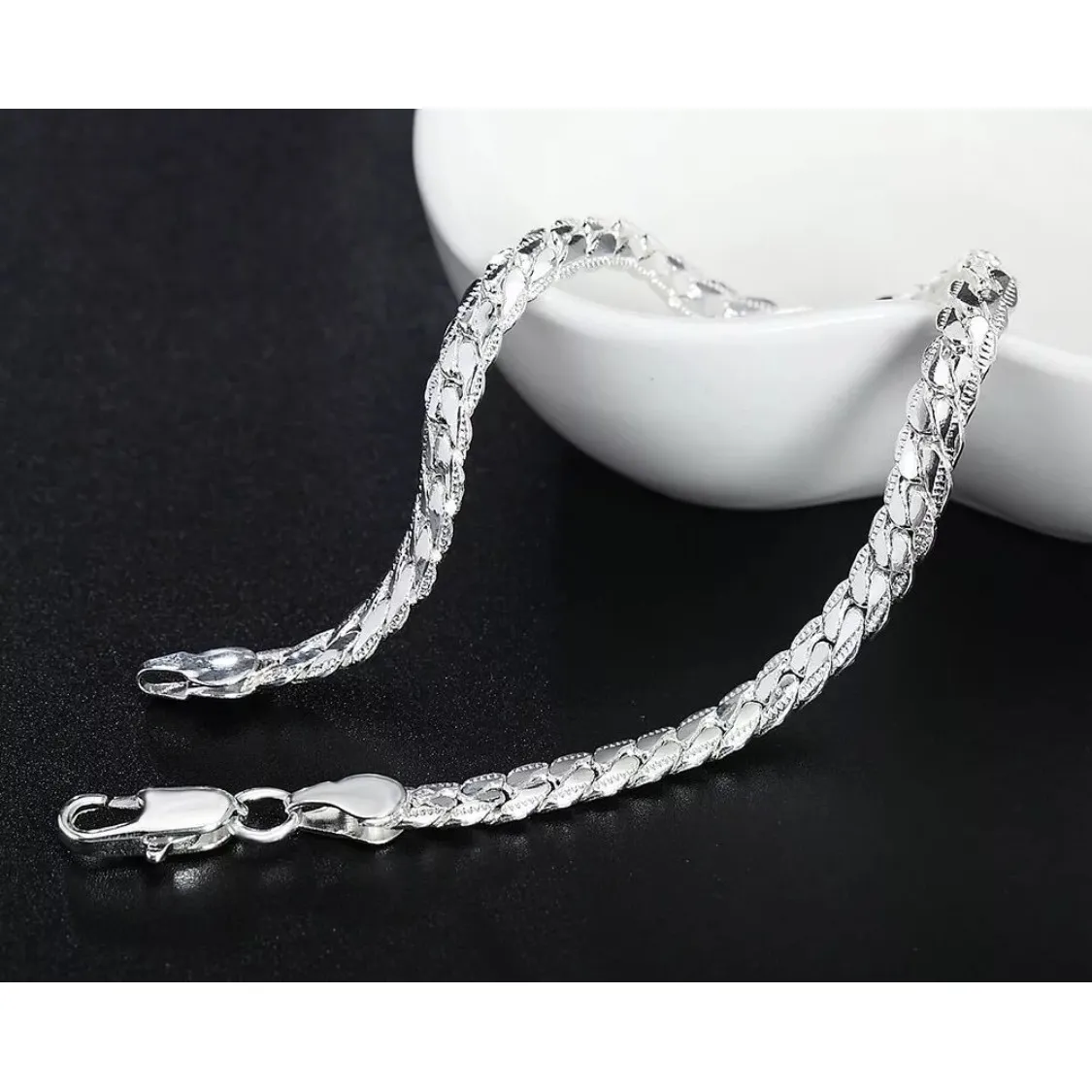 NEW 925 Sterling Silver Bracelet Herringbone Chain Link Jewelry,‎ 7” - Image 9