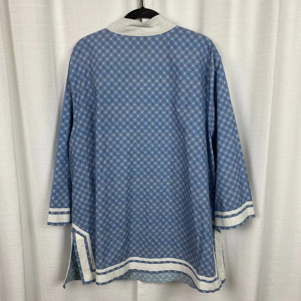 NicoBlu Cotton Capri Tunic in Blue Vietre Porcelain Print Sz.2X - Image 11