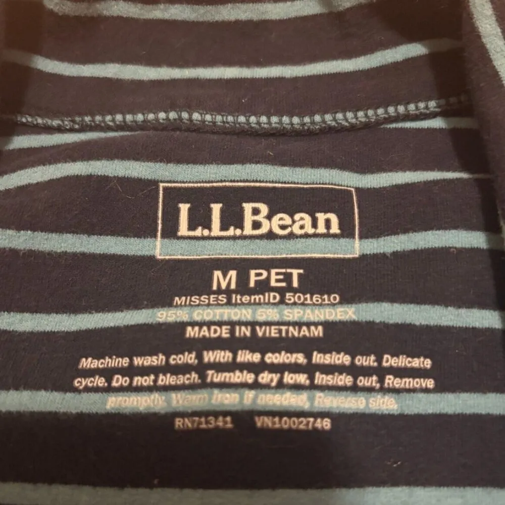 LL Bean Women's Size M-Pet Blue Stripe Full Zip Front Long Sleeve Fleece Jacket - Image 2