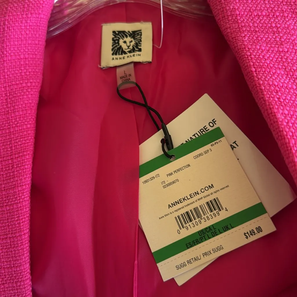 NWT Anne Klein Open Front Textured Gold Button Blazer Large - Image 5