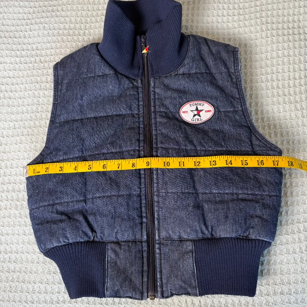 Vintage Tommy Jeans Girl Hilfiger Denim Puffer Vest Womens Medium 90 Y2K Quilted - Image 9