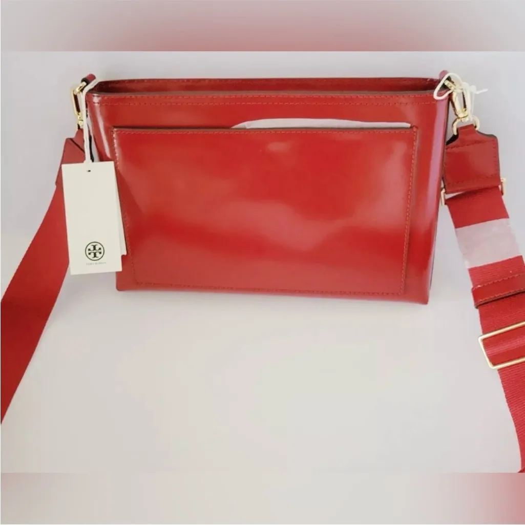 Tory Burch NWT Blake Patent Leather Swingpack Crossbody 156480 In Lipstick Red - Image 5