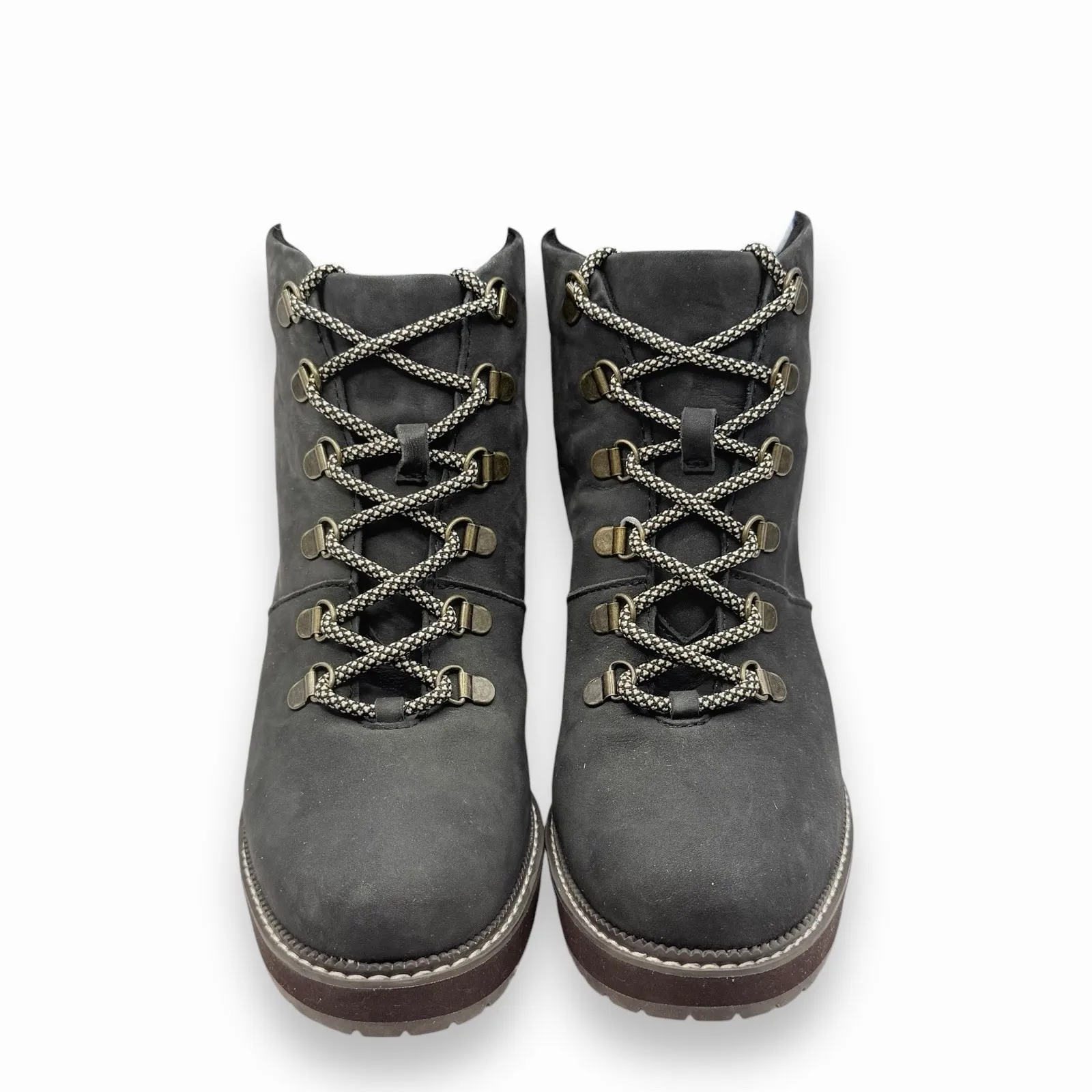 TOMS Melrose Waterproof Black Leather Wedge Heel Ankle Boots 10015837 Women 9.5 - Image 2