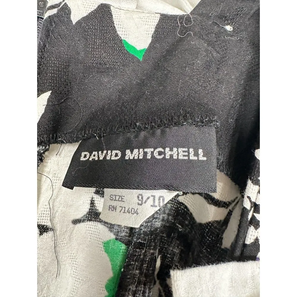 Vintage David Mitchell Women 9/10 Dress Floral Black White Tea Dress Cottagecore Size undefined - Image 7