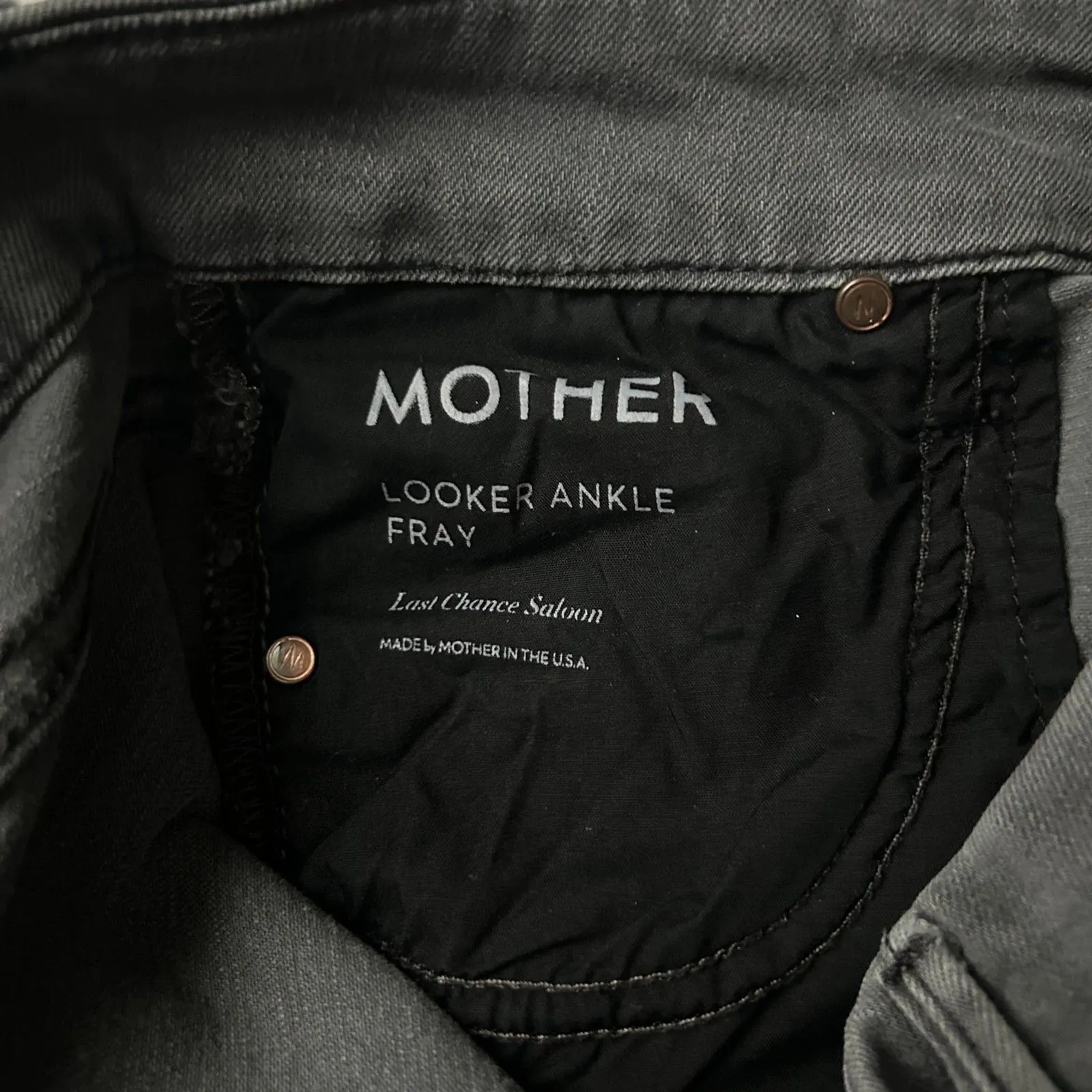 Mother Looker Skinny Ankle Fray Jeans Last Chance Saloon Gray Wash Size 26 - Image 6