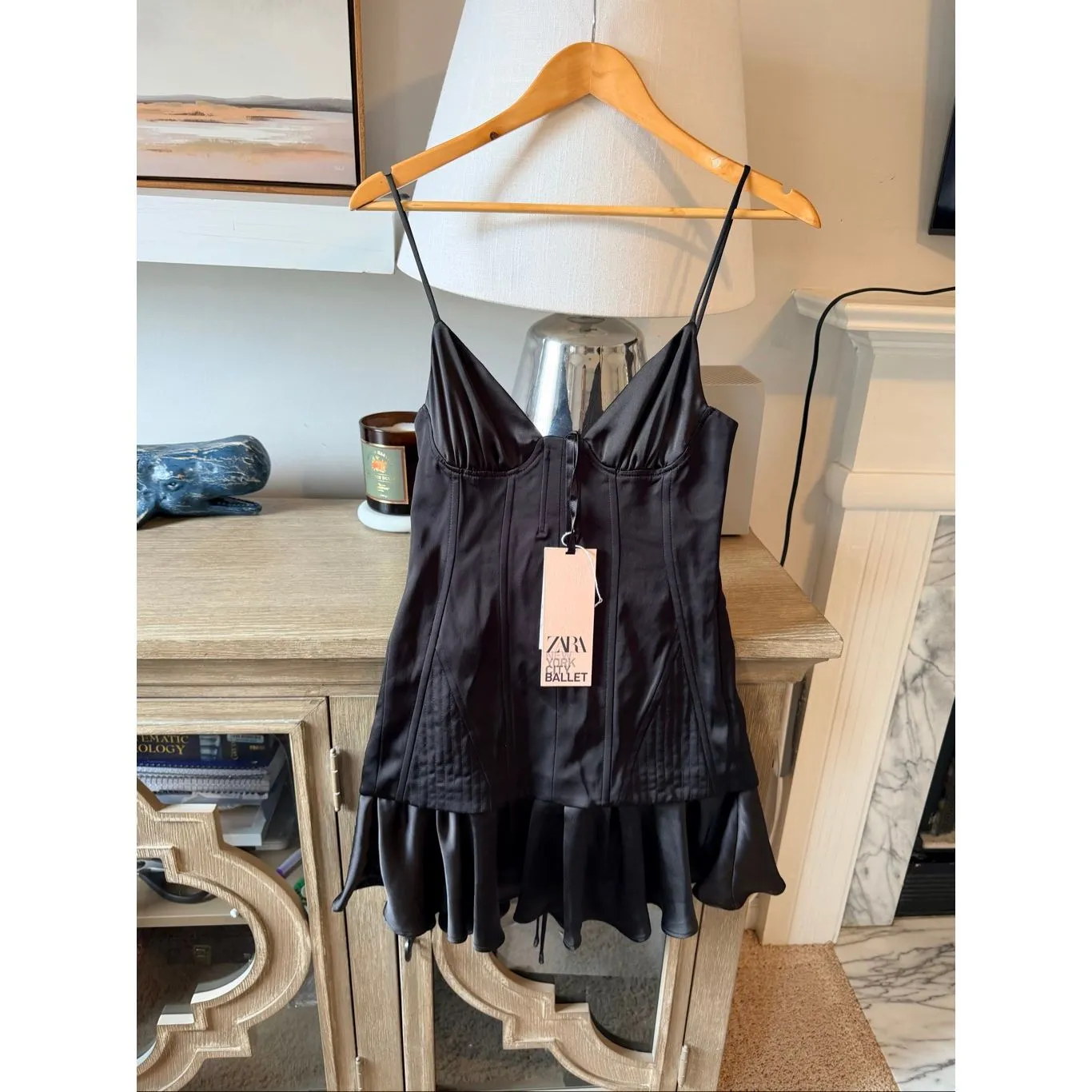 NWT Zara x New York City Ballet Black Corset Mini Dress Size Medium - Image 2