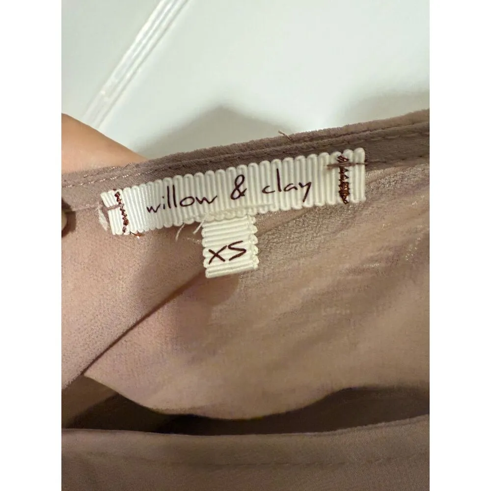 Willow & Clay Shimmery Pleated and Sheer Purple Top - Image 3