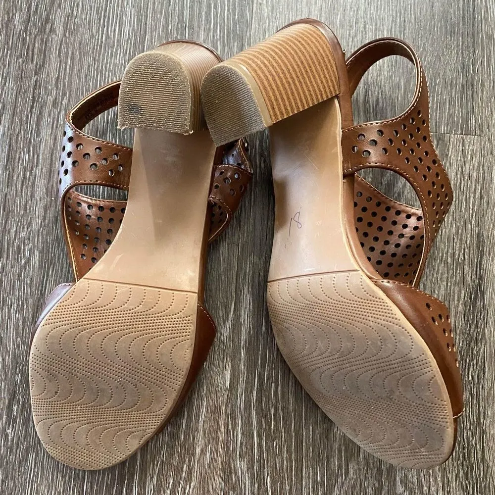 CL Chinese Laundry Caramel Sling Back Ankle Strap Block Heels Women's Sz 8.5 - Image 5