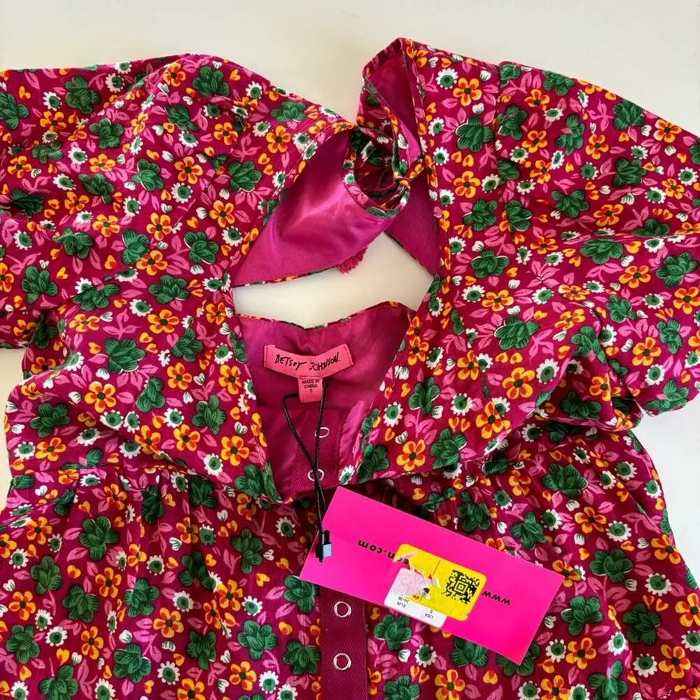 Betsey Johnson Dancing Ditsy Floral Print Short Sleeve Mini Dress Size Small NWT - Image 4