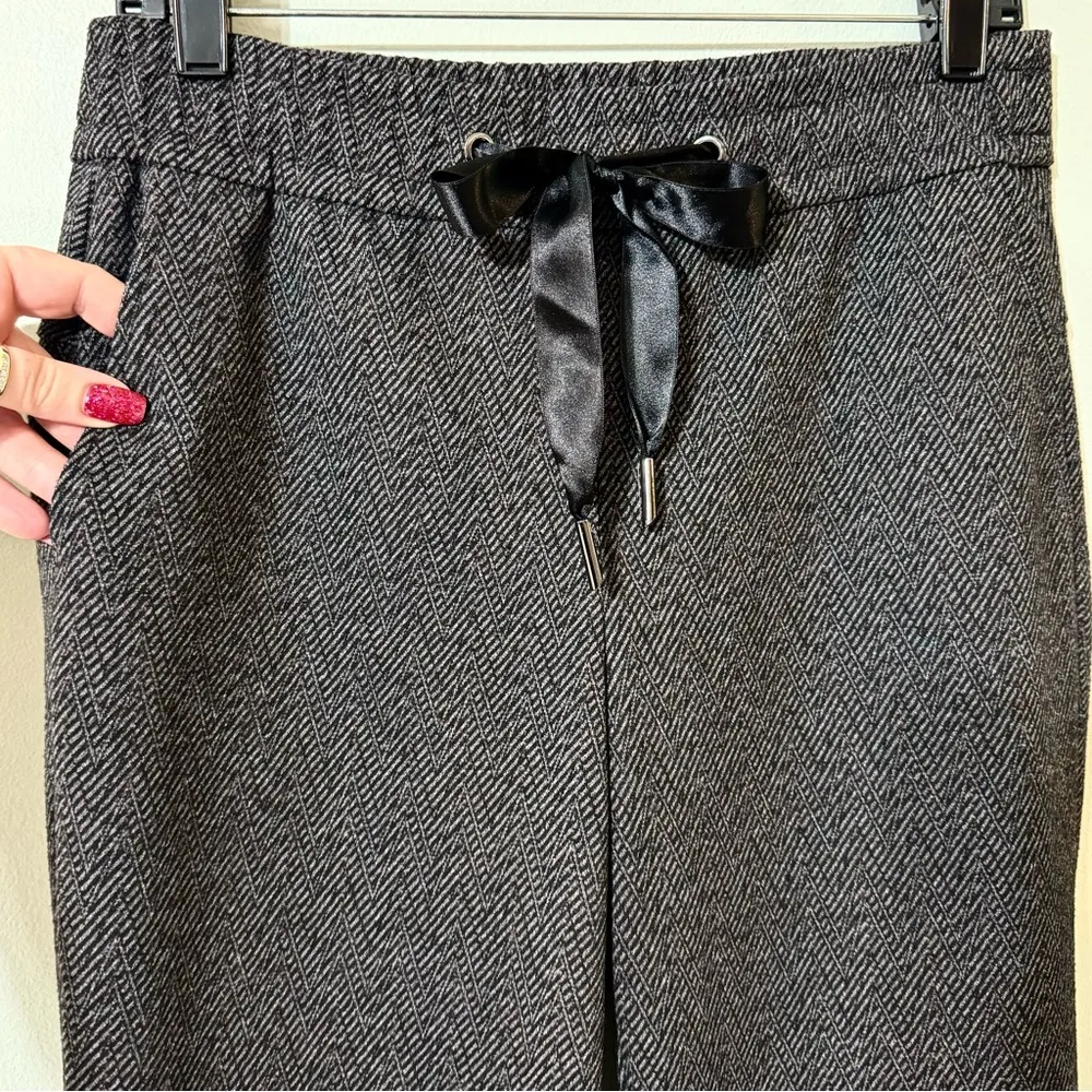 White House Black Market Knit Herringbone Pants with Ribbon Tie Size 4 New - Image 7