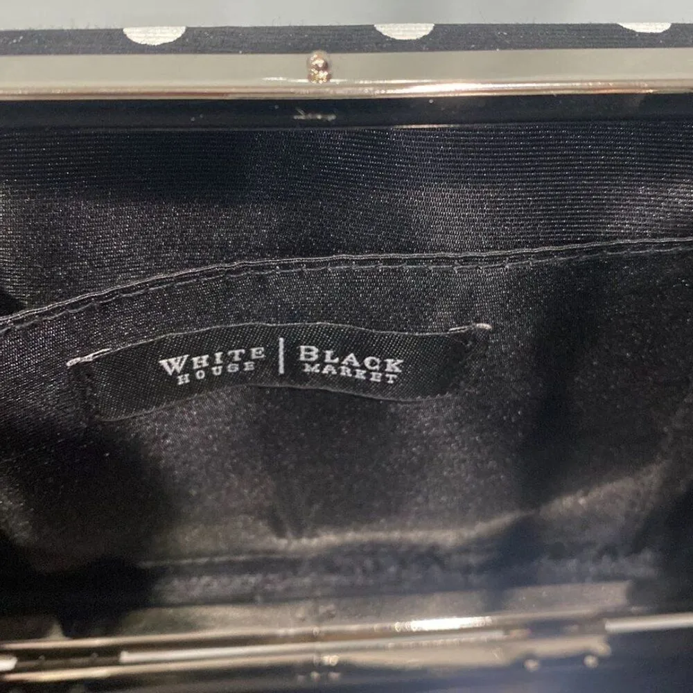 White House Black Market Black White Poka Dot Clutch Crossbody Purse Bag - Image 5