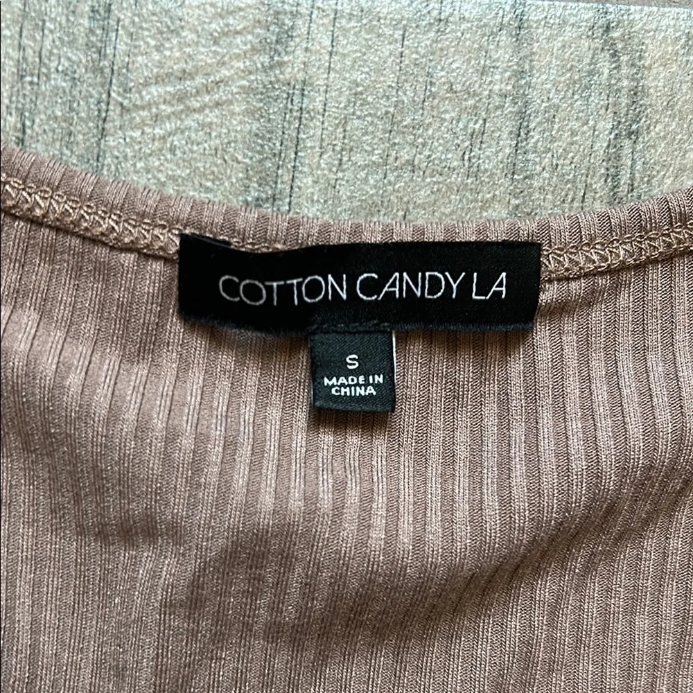 Cotton Candy Brown Ruched Crop T - Image 2