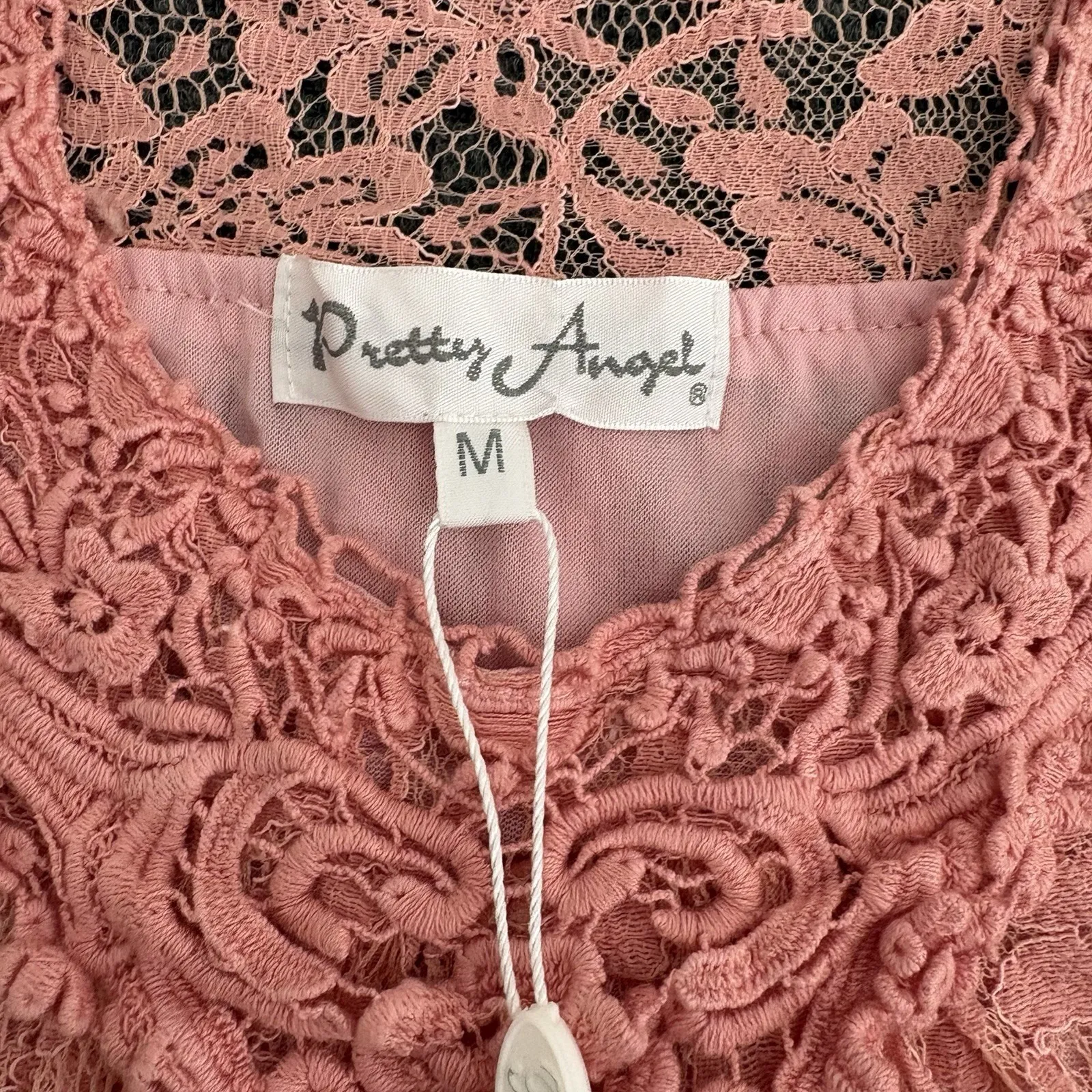 Y2K Pretty Angel Dress M Pink Lace Sleeveless Flowy Boho Whimsical Linen Blend - Image 4