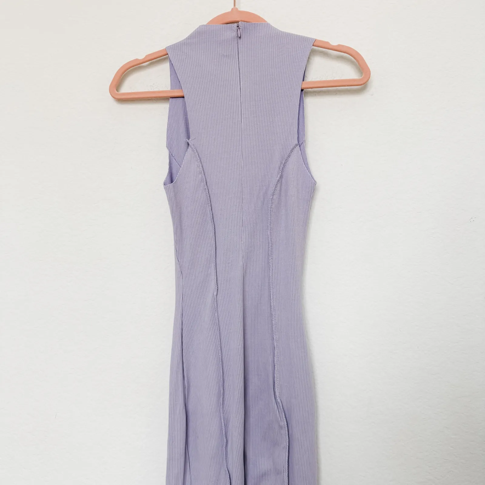 NWOT Naked‎ Wardrobe Jumpsuit Sleeveless Ribbed Lilac Size L Minimalist Bodycon - Image 6