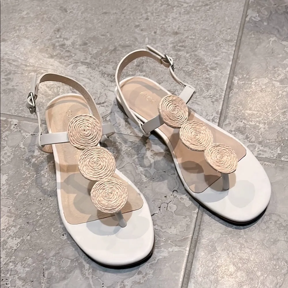 Jack Rogers Worth Raffia Flat Sandals in Ivory/White, NWT, Size 7 - Image 5