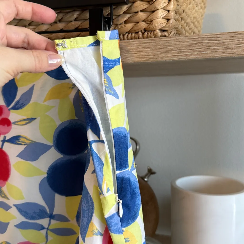 NWT Talbots 100% Cotton Poplin Woven Abstract Flower Print Full Lined Skirt, 14P - Image 3