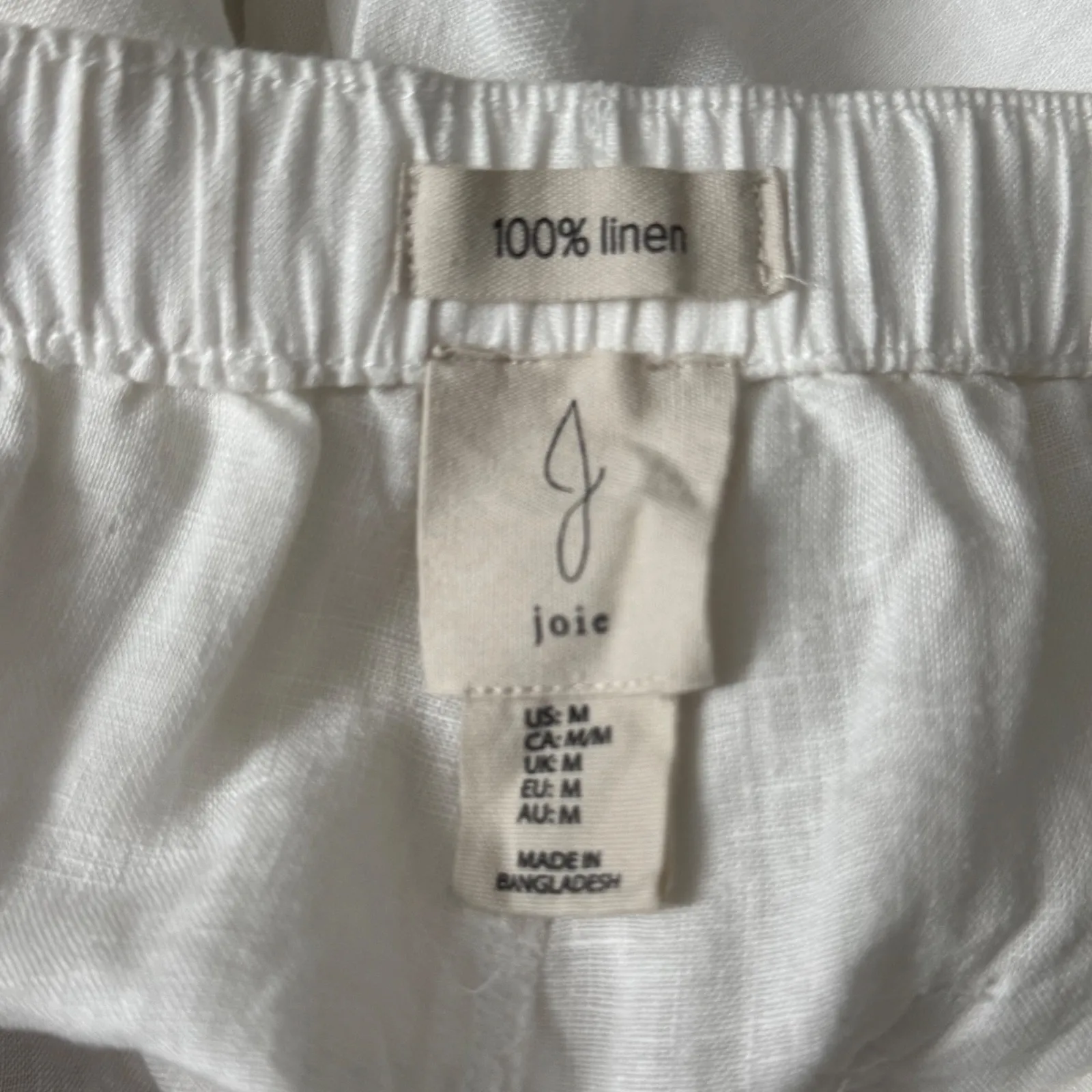 Joie Cropped Pants 100% Linen White M Drawstring Capri Lace Trim Beach Resort - Image 7