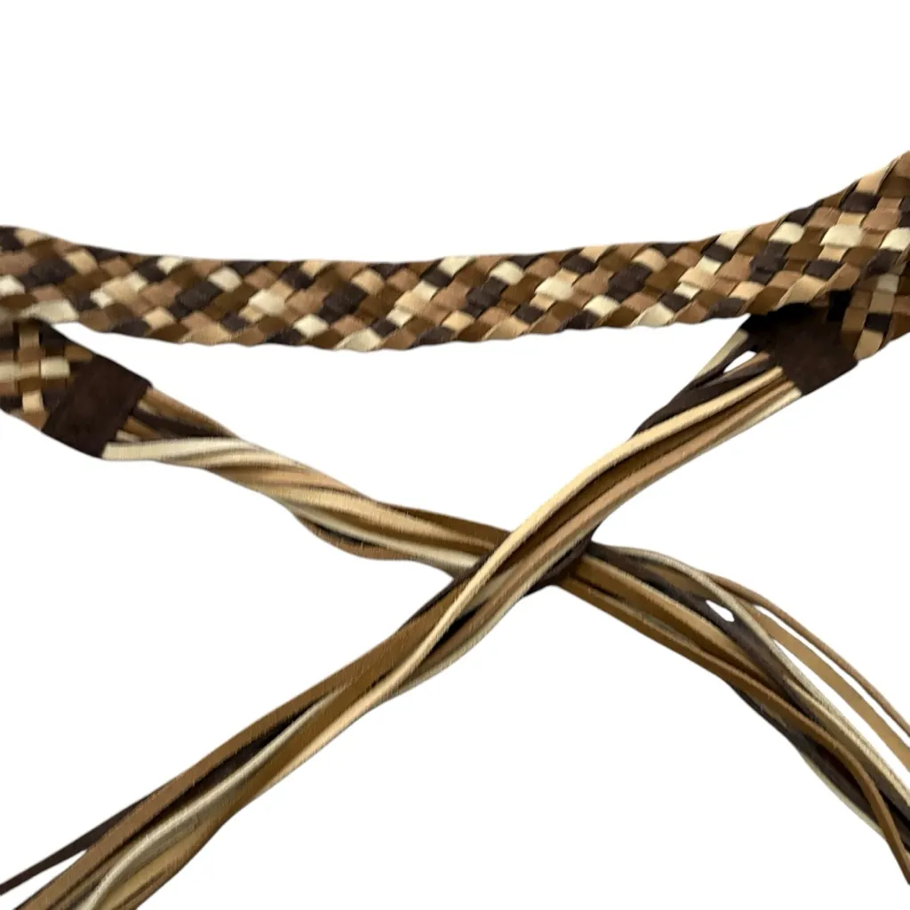 New York & Company Brown Y2K Tan Braided Suede Boho Fringe Tie Belt, Sz S/M - Image 7
