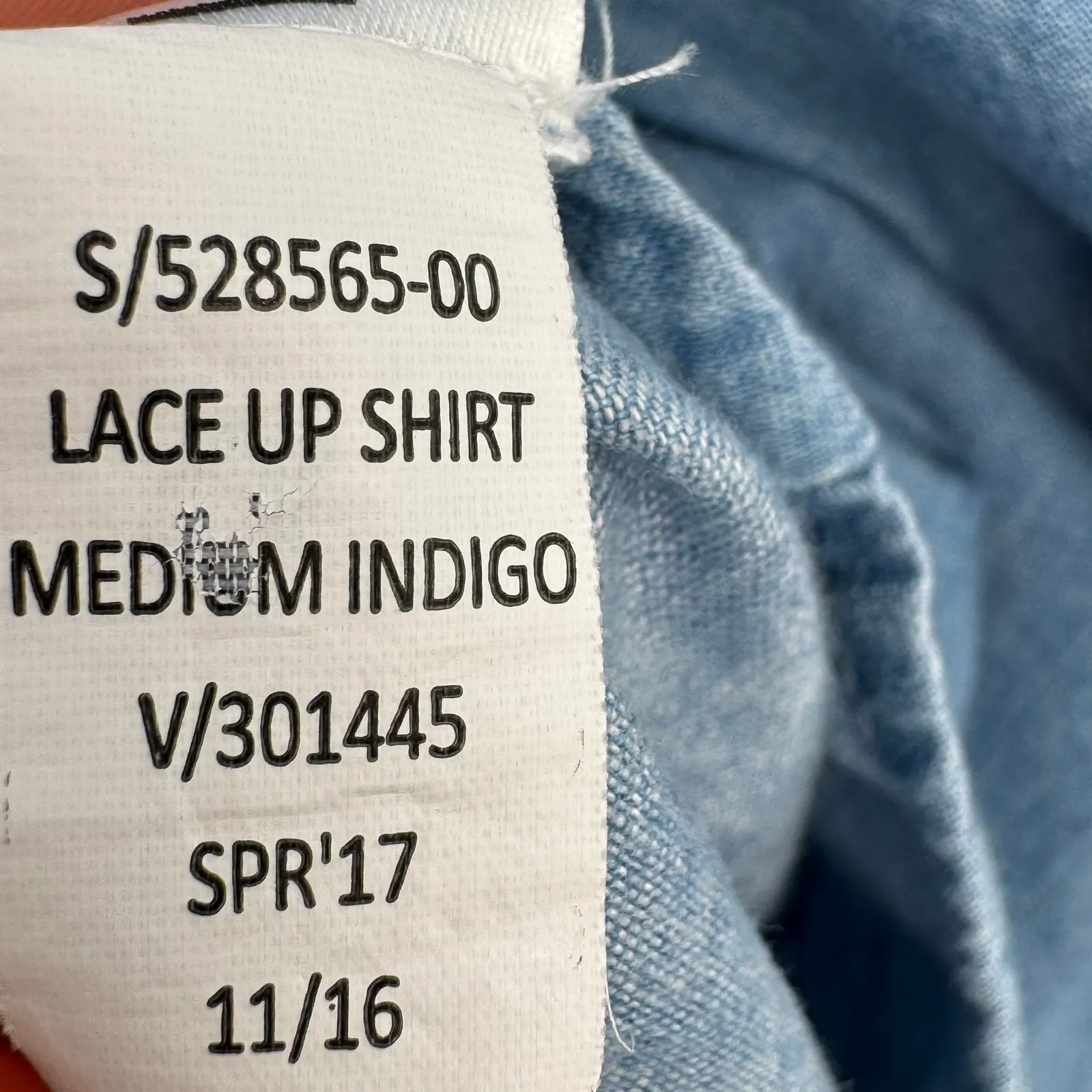 Gap shirt dress women's M tank lace up sleeveless chambray pockets blue - Image 9