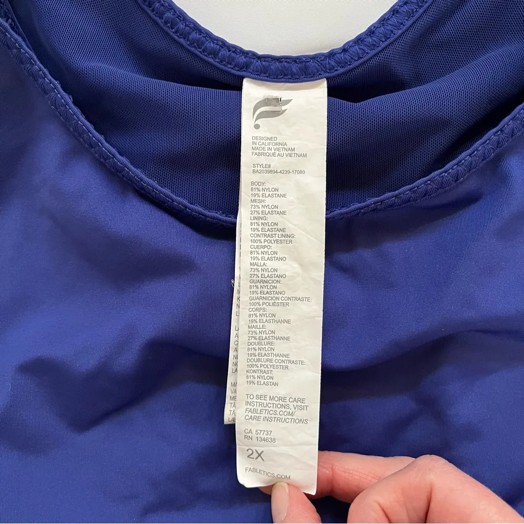 Fabletics Trinity High Impact Sports Bra Blue Size 2X Athletic High Impact - Image 4