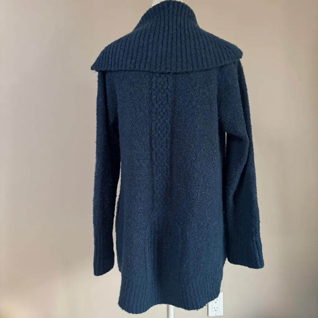ANTHROPOLOGIE Angel of the North Cable Boucle Cowl Longsleeve Blue Sweater L - Image 12