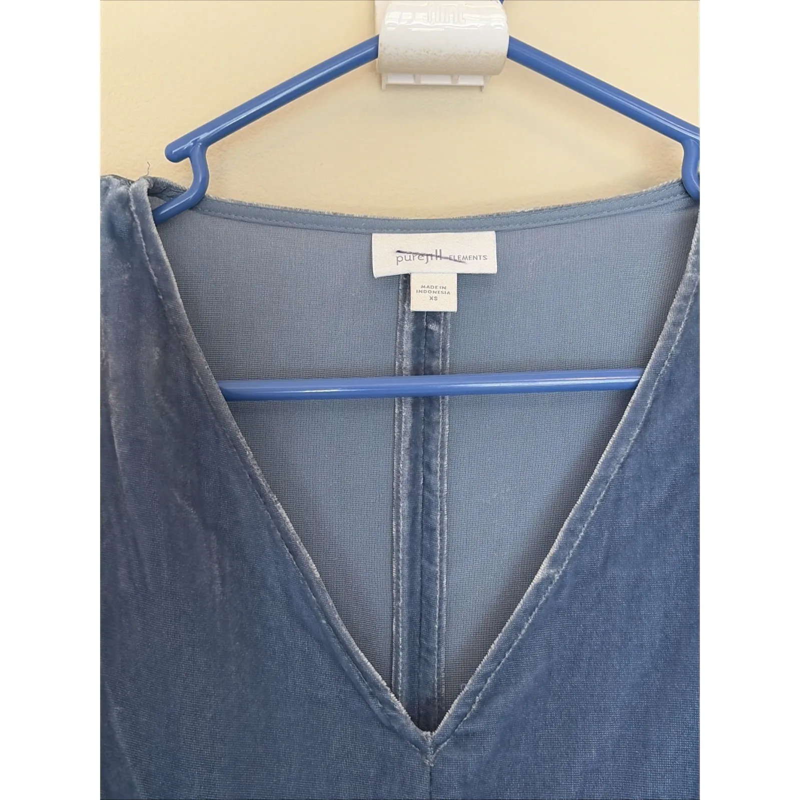 Pure Jill Elements Blue Velour Vneck Oversized Poncho Blouse Shirt Top Womens XS - Image 2