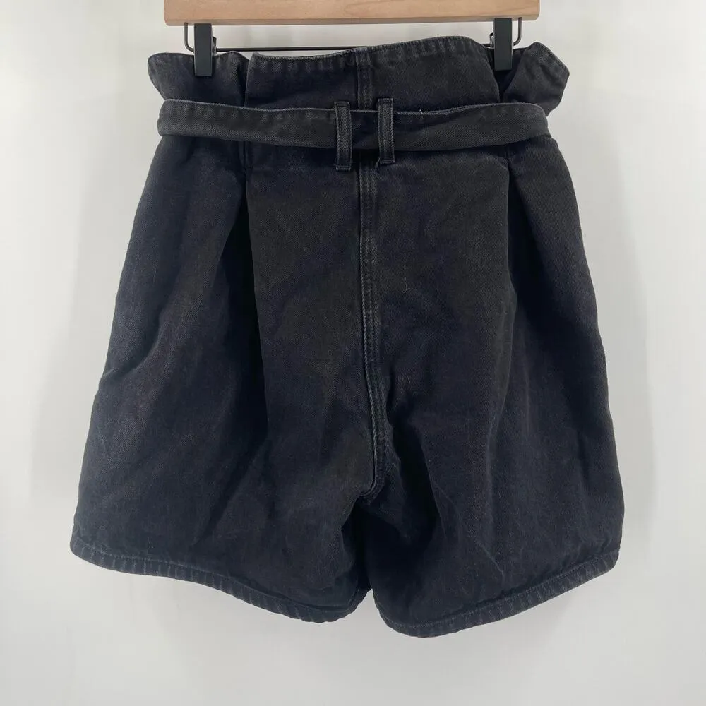 BARDOT Paperbag Denim Jean Shorts Size 30 Black 100% Cotton High Rise Waist - Image 4