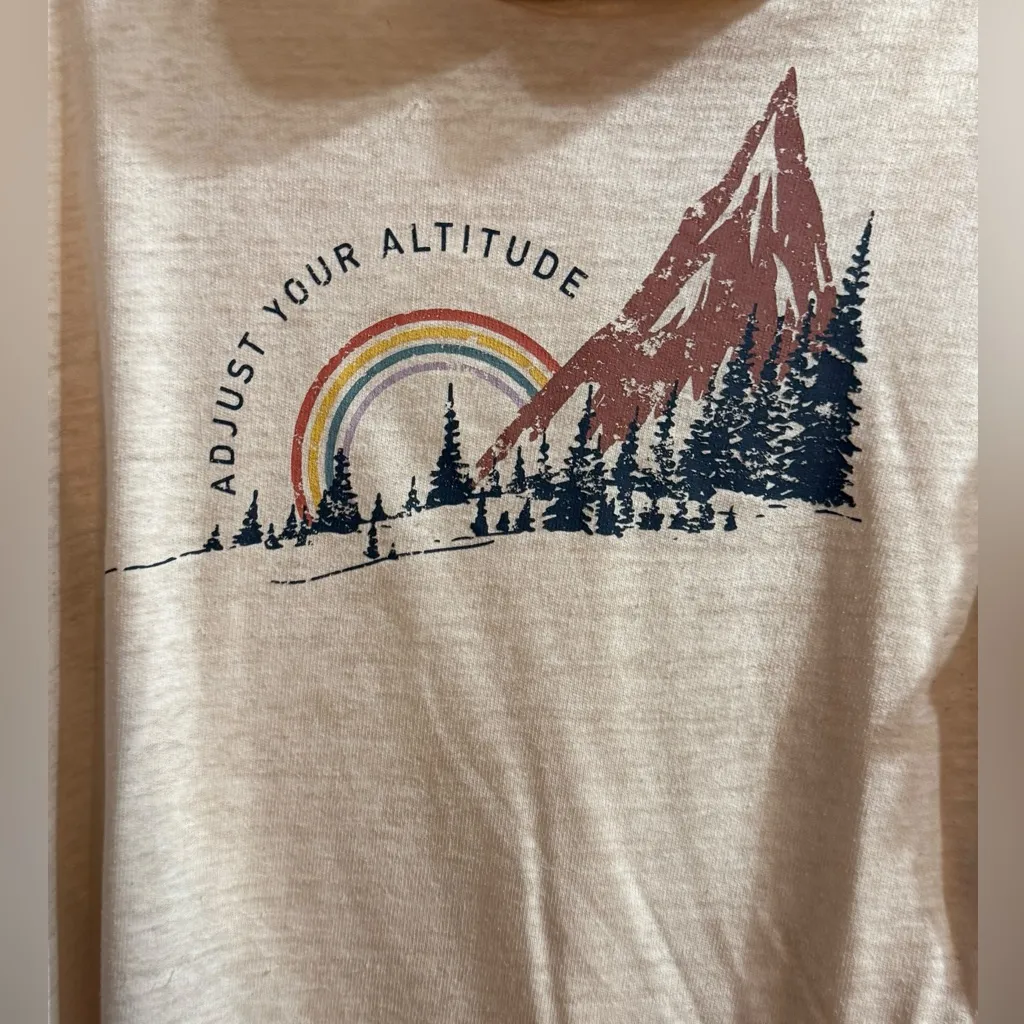 C&C California Graphic Lightweight Hooded Long Sleeve Top Oatmeal Beige Sz M - Image 5