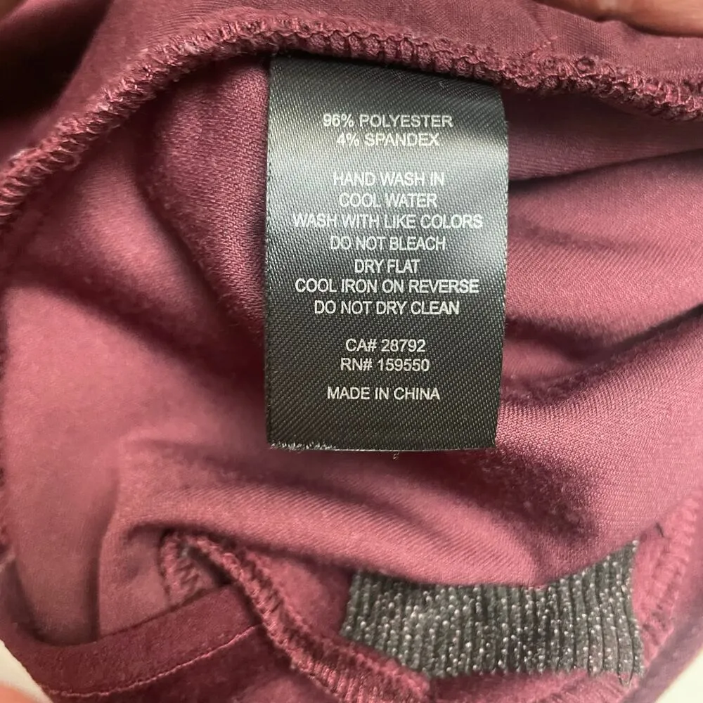 Maison D'Amelie Velvet Wide Leg Pants Size 6 Wine Trouser Holiday Gold Button - Image 5