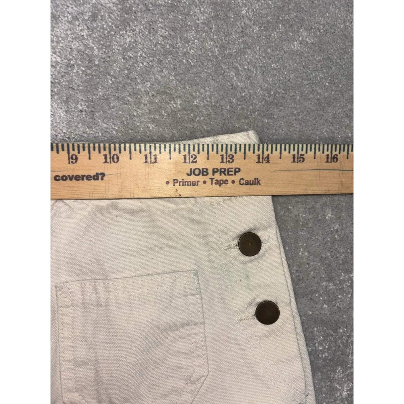 LYKKE WULLF Cream denim utility work chore straight leg pants Medium White - Image 9