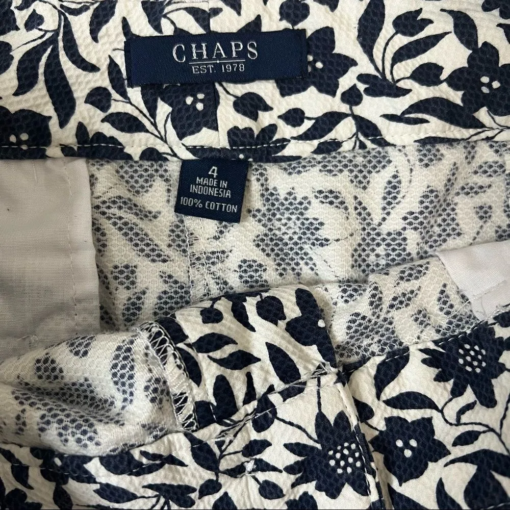 Chaps Navy Floral Pencil Mini Skirt Size 4 - Image 2