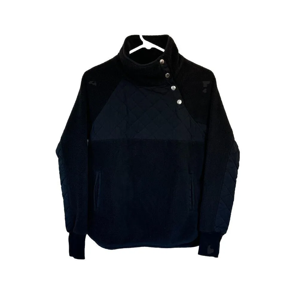 Abercrombie‎ & Fitch Black Quilted Snap Long Sleeve Black Sweatshirt Size XS - Image 5