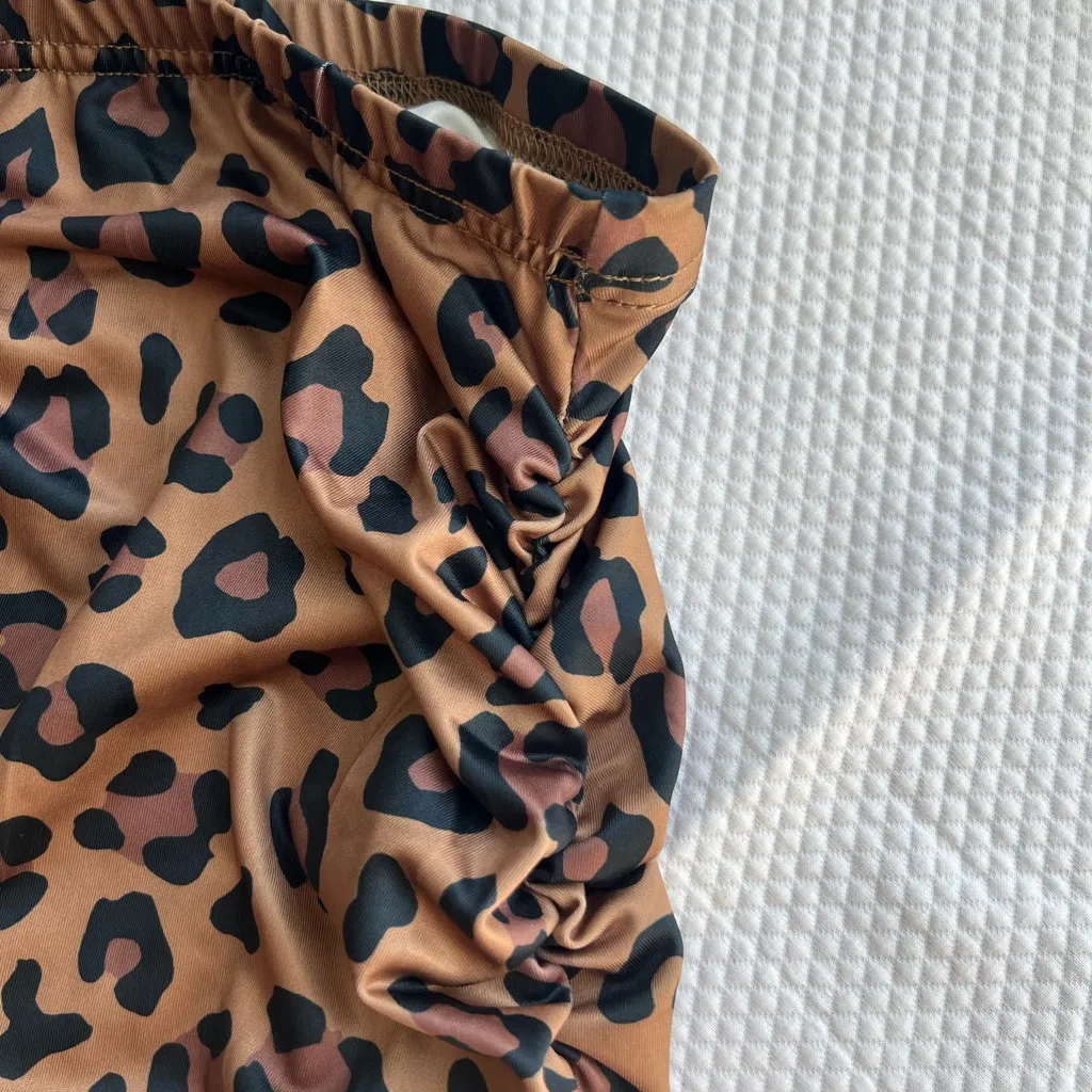 SHEIN Brown and‎ Cream Maxi Pencil Skirt with Ruched Slit - Image 4