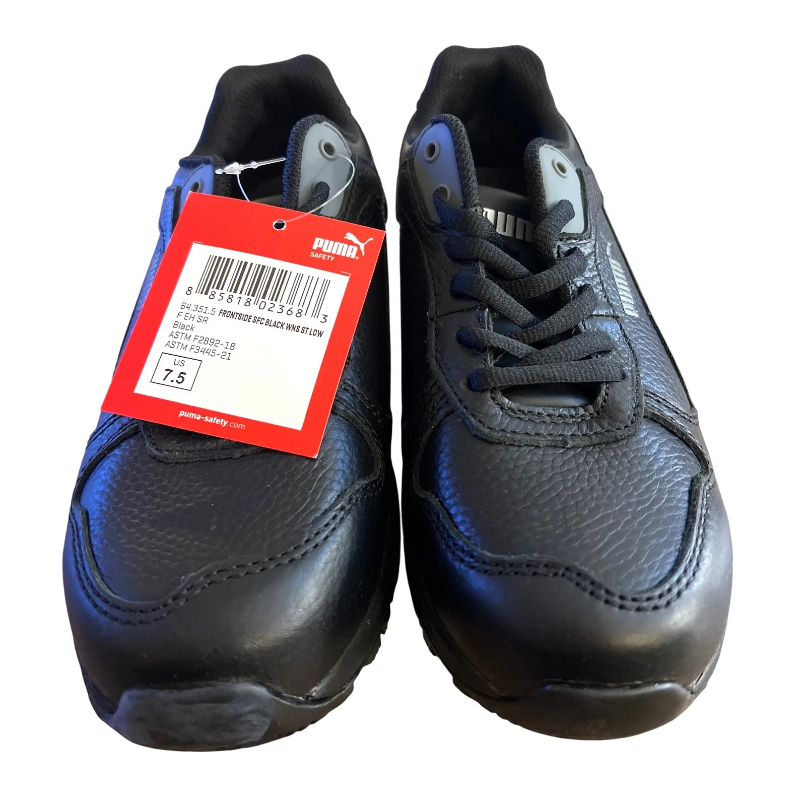 PUMA Safety Shoes For Crews Frontside Non-Slip Sneaker Black Leather Ms 7.5/Ws 9 - Image 5