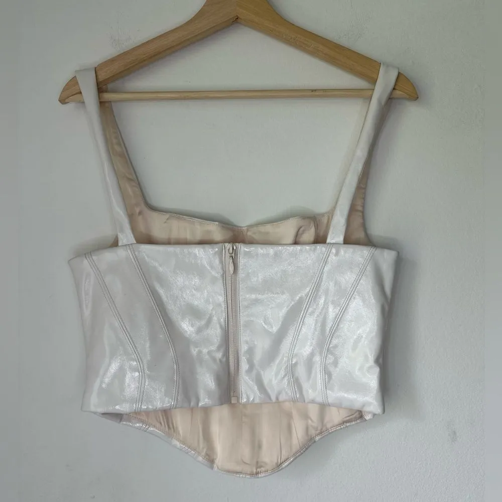 Mistress Rocs Off White Vinyl Corset Size M Square Neck Line Size M - Image 5